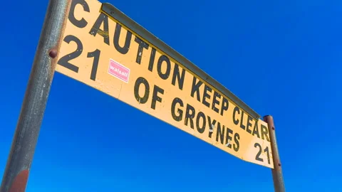 Keep Clear Sign Groynes Beach Sea Sky Stock Footage 242268726
