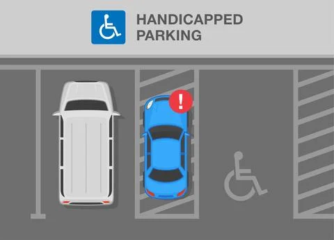 Keep clear wheelchair accessible vehicle space. Disabled parking area. 스톡 일러스트