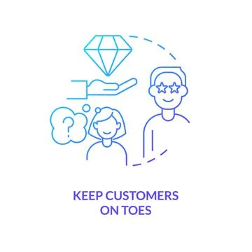 Keep customers on toes concept blue gradient icon Stock Illustration