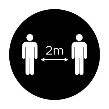 Keep distance. 2 m, circle, fill. Coronavirus (COVID-19) prevention. Vector Stock Illustration