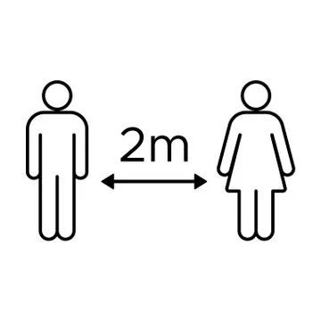 Keep distance. 2 m. Coronavirus (COVID-19) prevention. Vector Stock Illustration