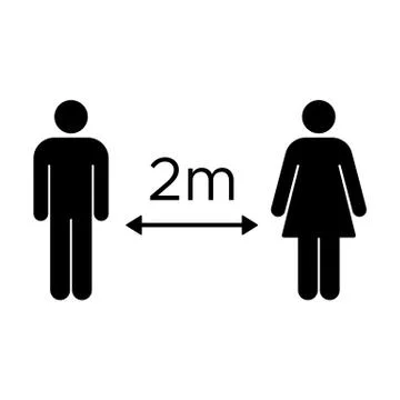 Keep distance. 2 m, fill. Coronavirus (COVID-19) prevention. Vector Stock Illustration