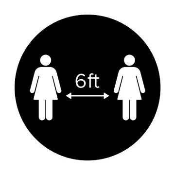 Keep distance. 6 ft, circle, fill. Coronavirus (COVID-19) prevention. Vector Stock Illustration