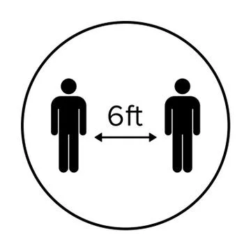 Keep distance. 6 ft, circle. Coronavirus (COVID-19) prevention. Vector Stock Illustration