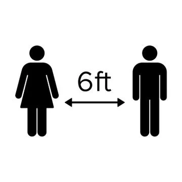 Keep distance. 6 ft, fill. Coronavirus (COVID-19) prevention. Vector Stock Illustration