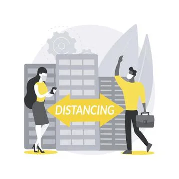 Keep distance abstract concept vector illustration. Stock Illustration