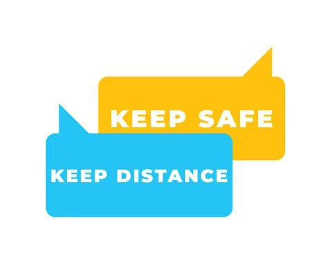 Keep distance, keep safe distance during corona . Quarantine sign on colours  Stock Illustration