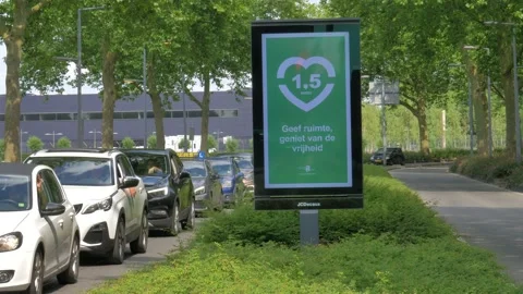 Keep distance road sign board Netherlands Stock Footage 133729682