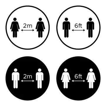 Keep distance. Set 1. Coronavirus (COVID-19) prevention. Vector illustration Stock Illustration