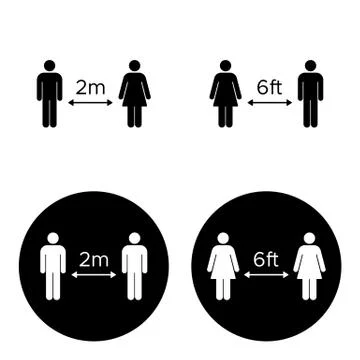 Keep distance. Set 2. Coronavirus (COVID-19) prevention. Vector illustration Stock Illustration