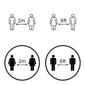 Keep distance. Set 3. Coronavirus (COVID-19) prevention. Vector illustration Stock Illustration