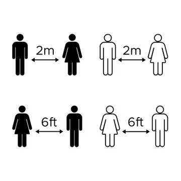 Keep distance. Set 4. Coronavirus (COVID-19) prevention. Vector illustration Stock Illustration
