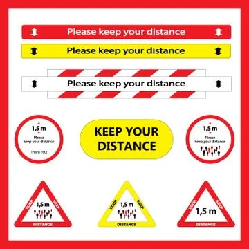 Keep distance sign. Please keep your distance. Stock Illustration