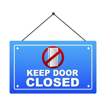 Keep the door closed. Red symbol of prohibition of open doors. Vector illus.. Stock Illustration