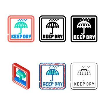 Keep dry product label warning color icon pack vector Stock Illustration