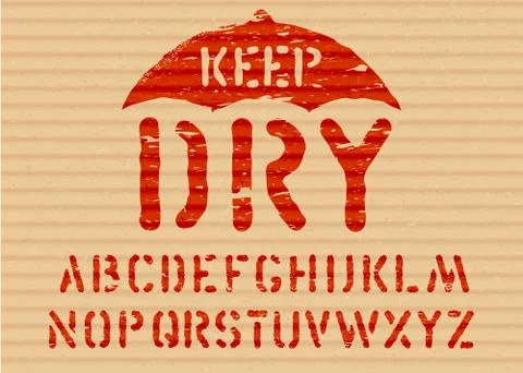 Keep Dry vector pictogram on cargo grunge cardboard background with font for Stock Illustration