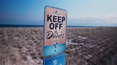 Keep off the dunes sign Video stock 232545178
