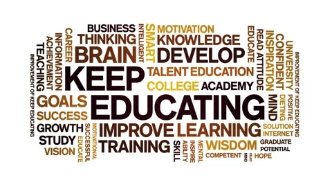 Keep Educating animated word cloud,animation kinetic typography seamless loop. Stock Footage 267067335