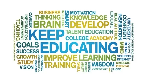 Keep Educating animated word cloud,animation kinetic typography seamless loop. Stock Footage 267067427