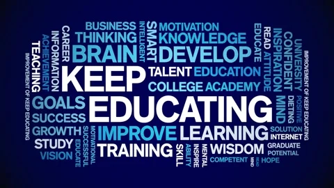 Keep Educating animated word cloud,animation kinetic typography seamless loop. Stock Footage 267074952