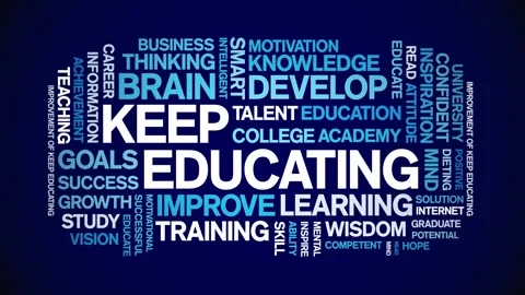 Keep Educating animated word cloud,animation kinetic typography seamless loop. Stock Footage 267075117
