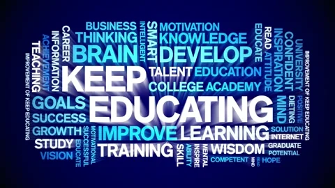 Keep Educating animated word cloud,animation kinetic typography seamless loop. Stock Footage 267075159