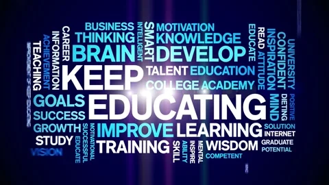 Keep Educating animated word cloud,animation kinetic typography seamless loop. Stock Footage 267075230