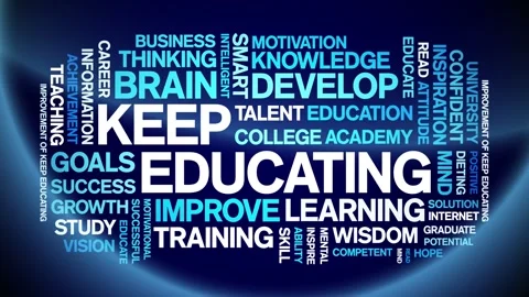 Keep Educating animated word cloud,animation kinetic typography seamless loop. Stock Footage 267075312