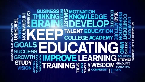 Keep Educating animated word cloud,animation kinetic typography seamless loop. Stock Footage 267075427