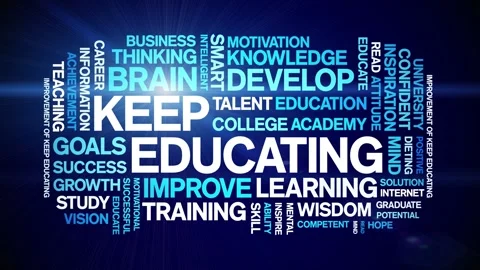 Keep Educating animated word cloud,animation kinetic typography seamless loop. Stock Footage 267075468