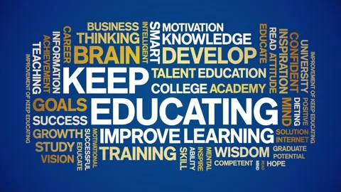 Keep Educating animated word cloud,animation kinetic typography seamless loop. Stock Footage 267075646
