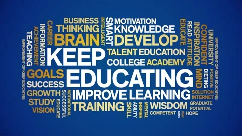 Keep Educating animated word cloud,animation kinetic typography seamless loop. Stock Footage 267075820