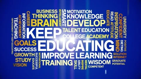 Keep Educating animated word cloud,animation kinetic typography seamless loop. Stock Footage 267075979