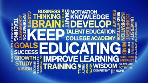 Keep Educating animated word cloud,animation kinetic typography seamless loop. Stock Footage 267076207