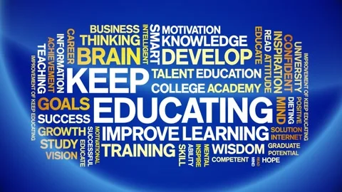 Keep Educating animated word cloud,animation kinetic typography seamless loop. Stock Footage 267076249