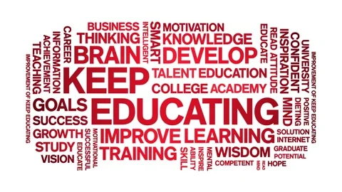 Keep Educating animated word cloud,animation kinetic typography seamless loop. Stock Footage 267325187