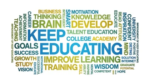Keep Educating animated word cloud,animation kinetic typography seamless loop. Stock Footage 267325338