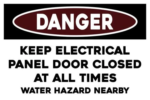 Keep electrical panel door closed at all times warning sign Stock Illustration