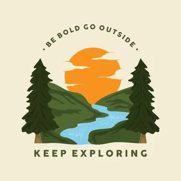 Keep Exploring letter nature emblem template background Stock Illustration