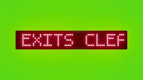 KEEP FIRE EXITS CLEAR AT ALL TIMES Scrolling Red Dot Matrix LED Text Animation Video stock 317365670