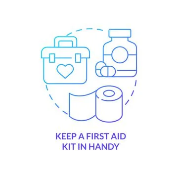 Keep first aid kit in handy blue gradient concept icon Stock Illustration
