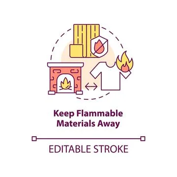Keep flammable materials away concept icon Stock Illustration