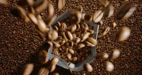 Keep fresh for natural roasted coffee beans fall pour in package Stock Footage 239327749
