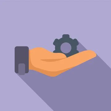 Keep gear hand icon flat vector. Problem solution 스톡 일러스트