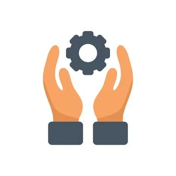Keep gear solution icon flat vector. Business problem Stock Illustration