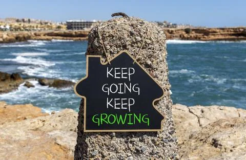 Keep going and growing symbol. Concept words phrase Keep going keep growing.. Stock Photos