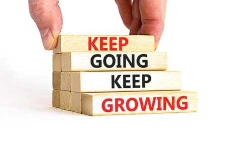 Keep going and growing symbol. Concept words phrase Keep going keep growing.. Stock Photos