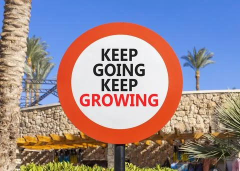 Keep going and growing symbol. Concept words phrase Keep going keep growing.. Stock Photos
