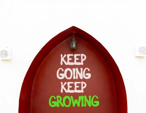 Keep going and growing symbol. Concept words phrase Keep going keep growing.. Foto stock