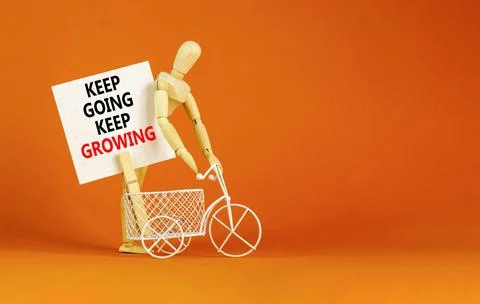 Keep going and growing symbol. Concept words phrase Keep going keep growing.. Foto stock